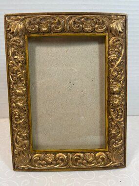 Ornate Gold Vintage Picture Frame With Floral Scroll Design 5x7 Inches
